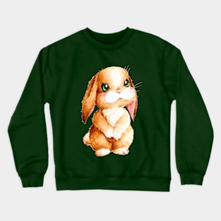 Kawaii Brown Bunny with Beautiful Shiny and Curious Eyes Crewneck Sweatshirt